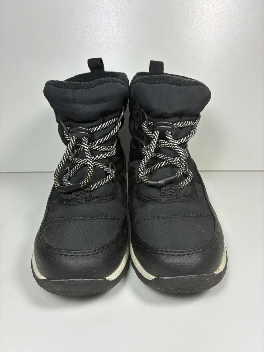 Weestep Kids Black Waterproof Snow Boots with Reflective Laces, size 13